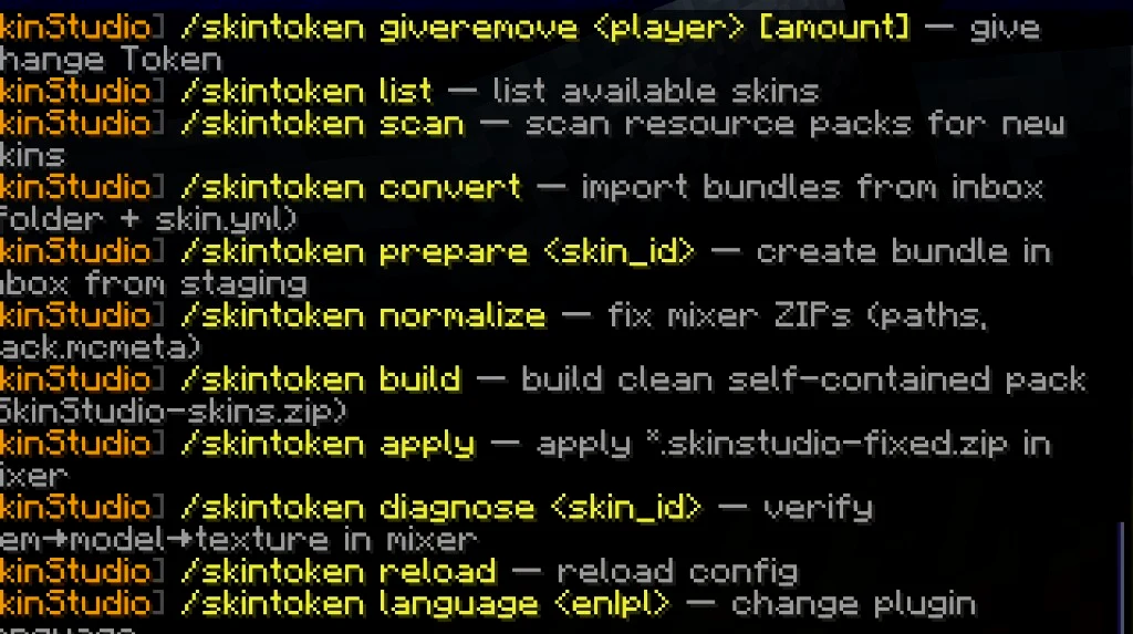 SkinStudio commands
